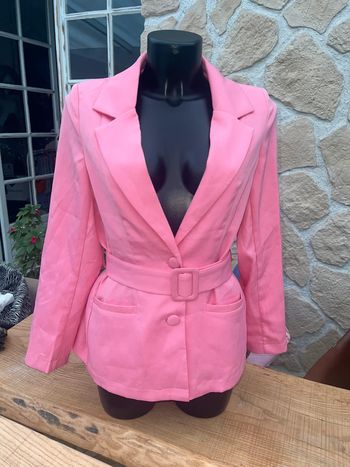 Veste femme blazer veste femme rose avec ceinture top neuf étiqueté 38 40 M L Amy & col