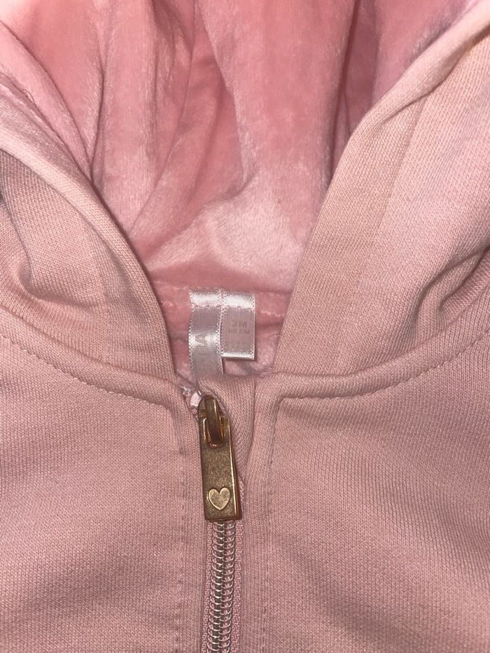 Gilet zippé à capuche molletonné rose avec cœurs orchestra bb 3 mois - photo numéro 5