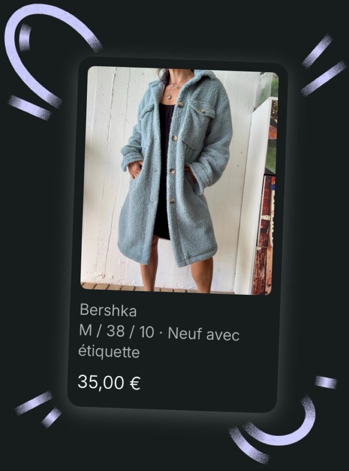 Veste manteau effet mouton taille M Bershka