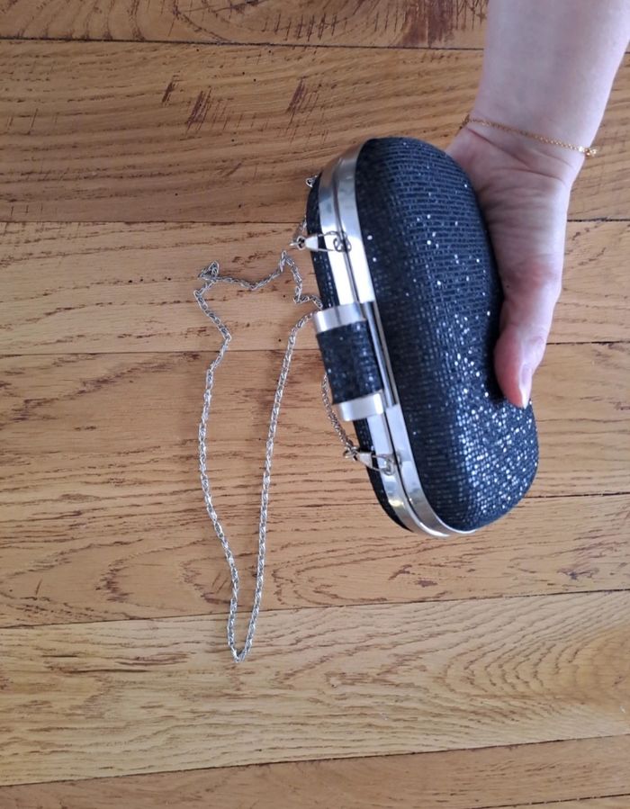 Clutch sac noir à paillettes - photo numéro 3