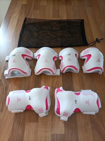 Kit roller de protection firefly 10-12 ans rose et blanc ados M