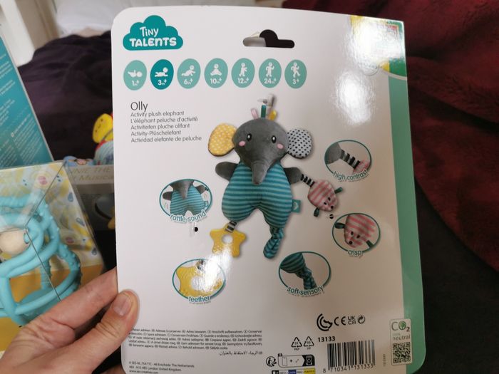 Olly l elephant peluche sensoriel neuf - photo numéro 3