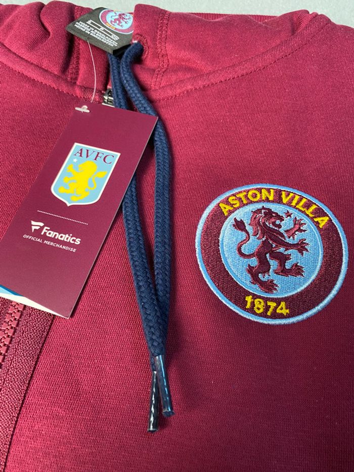 Aston Villa FC - Sweat capuche zippé brodé réglable Full-zip hoodie NЕUF (prix normal: 54eur) - photo numéro 3