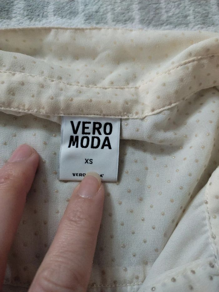 Blouse chemisier sans manches crème beige perlé Véro Moda XS 34 - photo numéro 3