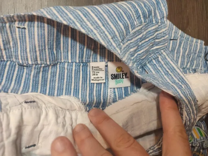 Salopette short et t-shirt smiley orchestra 9 mois très bon état - photo numéro 3