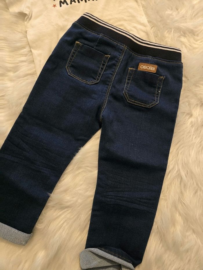 Neufs (non portés)💙🤩😍 superbe ensemble teeshirt mc et jeans confort 23 /24mois Garçon 🤎💙 - photo numéro 5