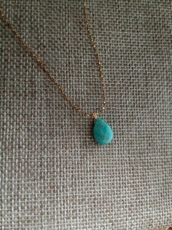 Collier en acier inoxydable et pierre d'amazonite naturelle