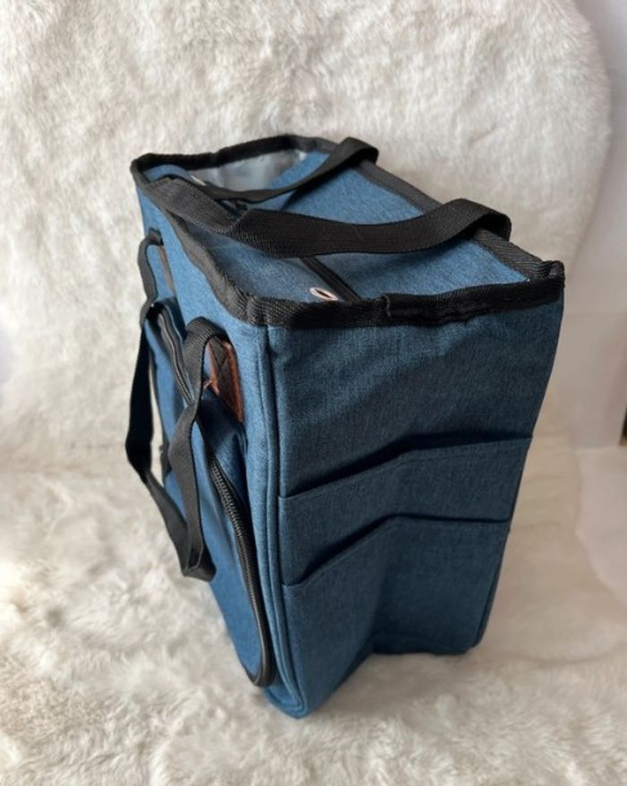 Sac rangement scrapbooking 28 x 28 x 12 cm bleu, Blue jeans - photo numéro 5
