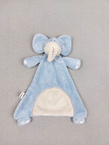 Doudou plat triangle éléphant bleu blanc OSGOOD TEXTILES