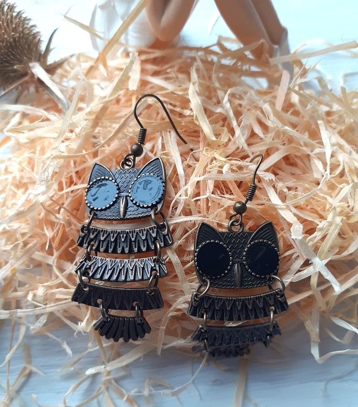 Boucles d'oreilles hiboux bronze - photo numéro 2