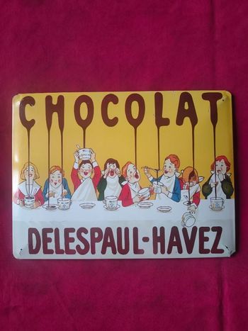 Plaque publicitaire chocolat delespaul-havez