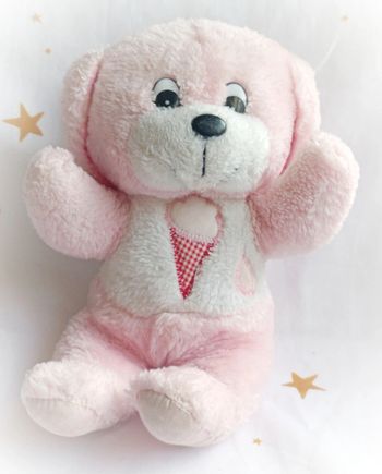 Vintage Doudou peluche plush Teddy chien dog puppy rose pink glace ice cream cône cp