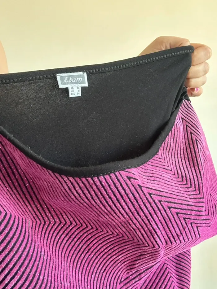 Haut vintage y2k années 2000 asymétrique rose à motifs taille S - photo numéro 9