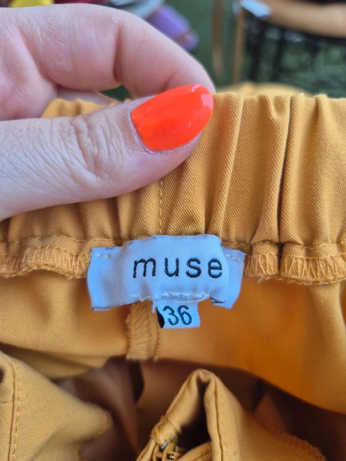Pantalon uni élastique avec ceinture - photo numéro 7