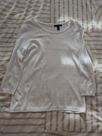 Pull Léger MANGO BASICS - Blanc Cassé Pois 3D
