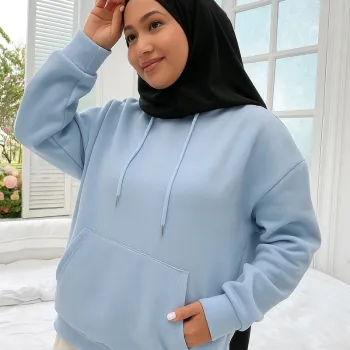 Sweat à capuche "LOVE Yourself" bleu ciel taille L