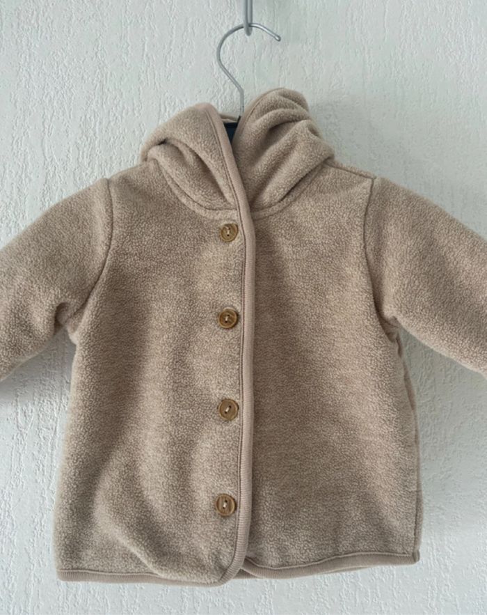veste polaire beige chiné avec capuche 3 mois 62 cm  H&M - photo numéro 2
