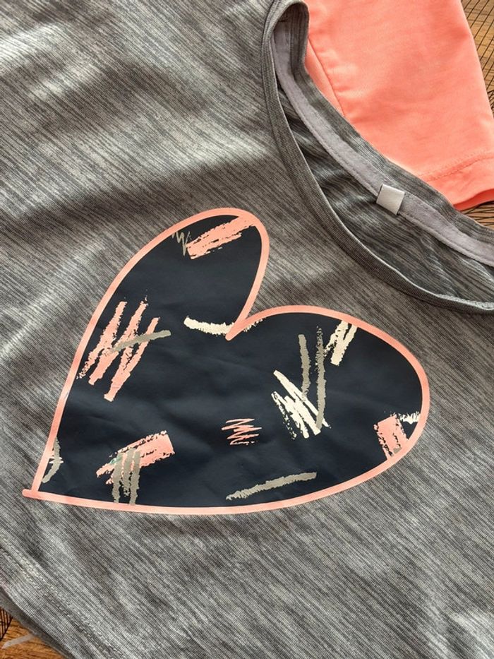 T-shirt manches longues orange cœur 4 ans - photo numéro 2
