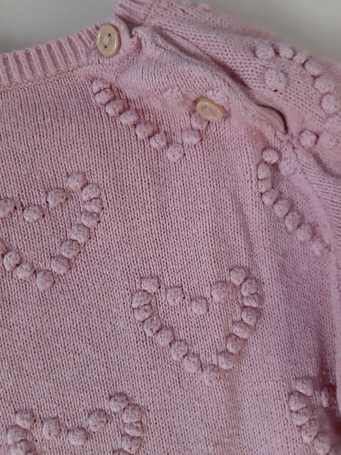 Pull léger en coton rose fille - cœurs - H&M - 4 ans - photo numéro 4