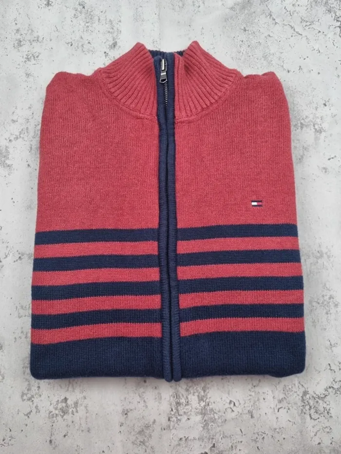 Veste zippée Tommy Hilfiger XL Hommes rouge & bleu marine (mesures en photos) - photo numéro 2