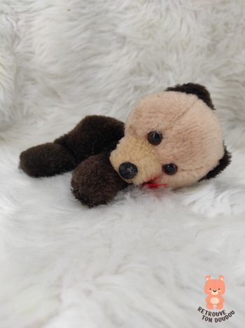 Peluche Ours Brun foncé couché Années 70