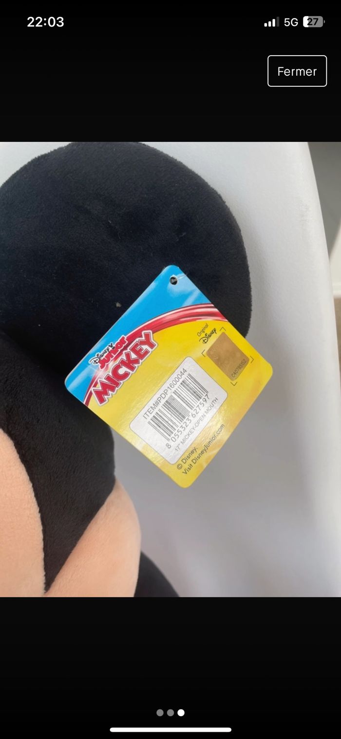 Peluche Mickey - photo numéro 3