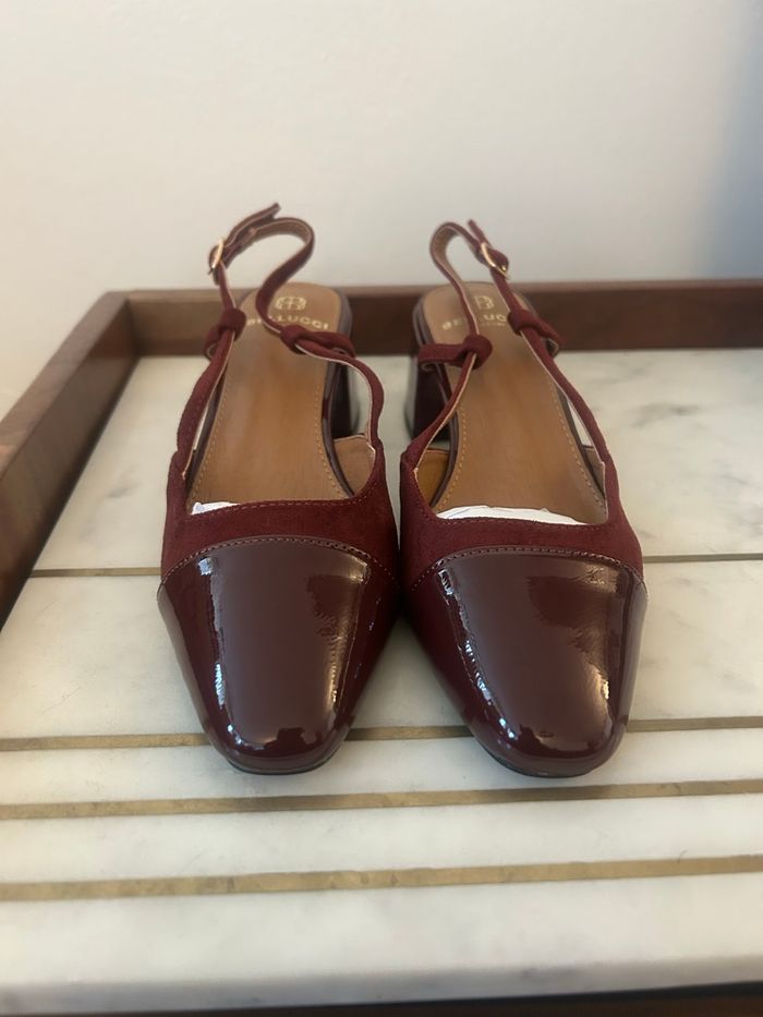 Escarpins Slingback style Jonak, taille 36, bordeaux - photo numéro 1