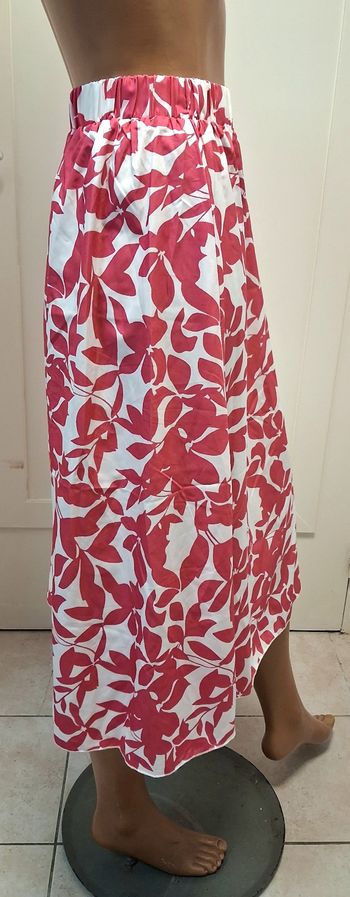 Jupe longue fluide fleurie rouge blanc taille S