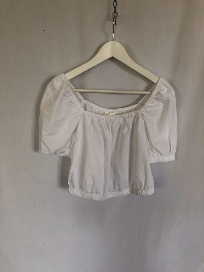 Haut manches courtes crop blanc H&M taille 42 très bon état - photo numéro 6