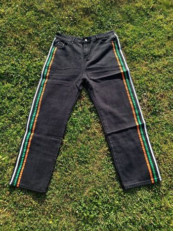 Jean droit rayé homme L