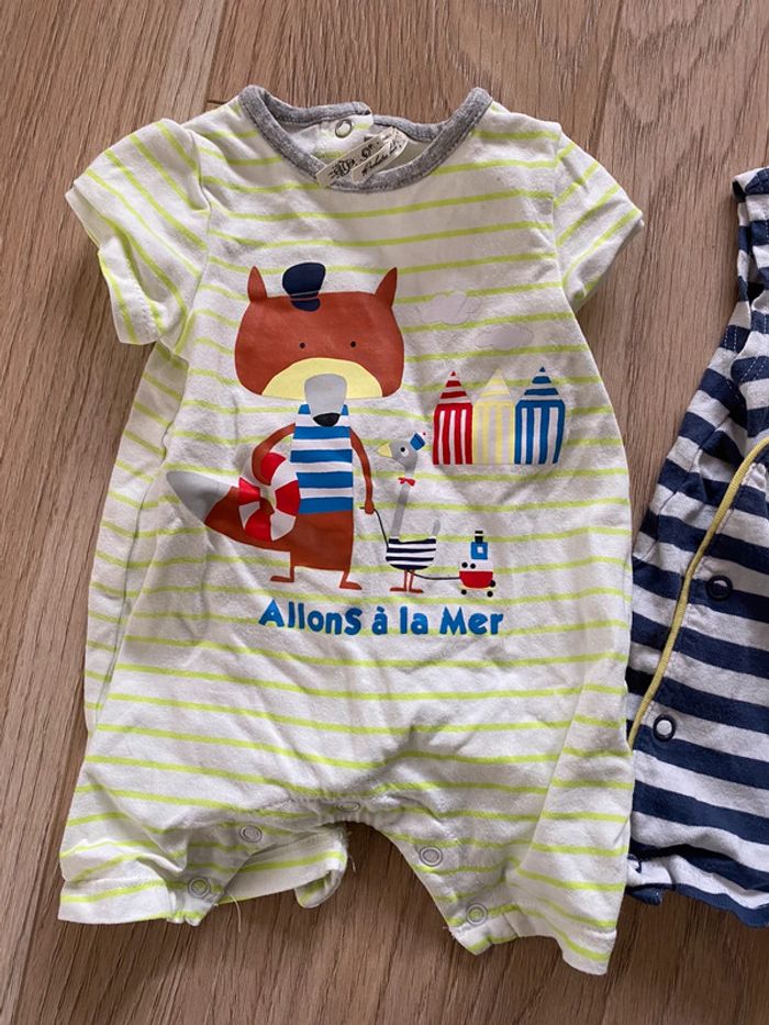 Lot de 2 grenouillères 1 mois neuves obaibi - photo numéro 3