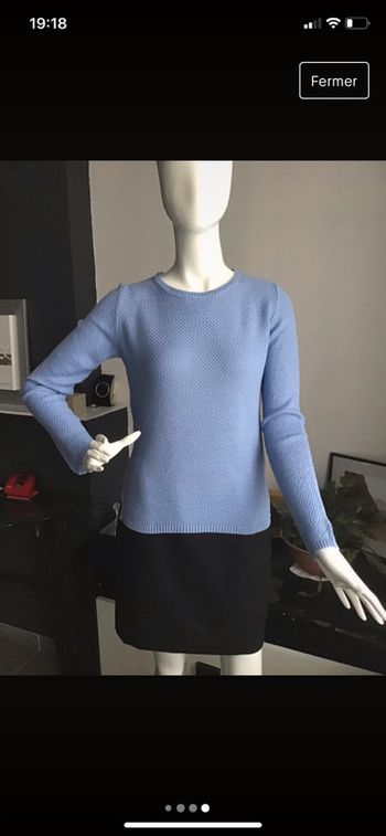 Pull bleu nid d’abeille vintage