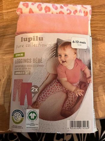 Lot de 2 leggings fille 6/12 mois lupilu