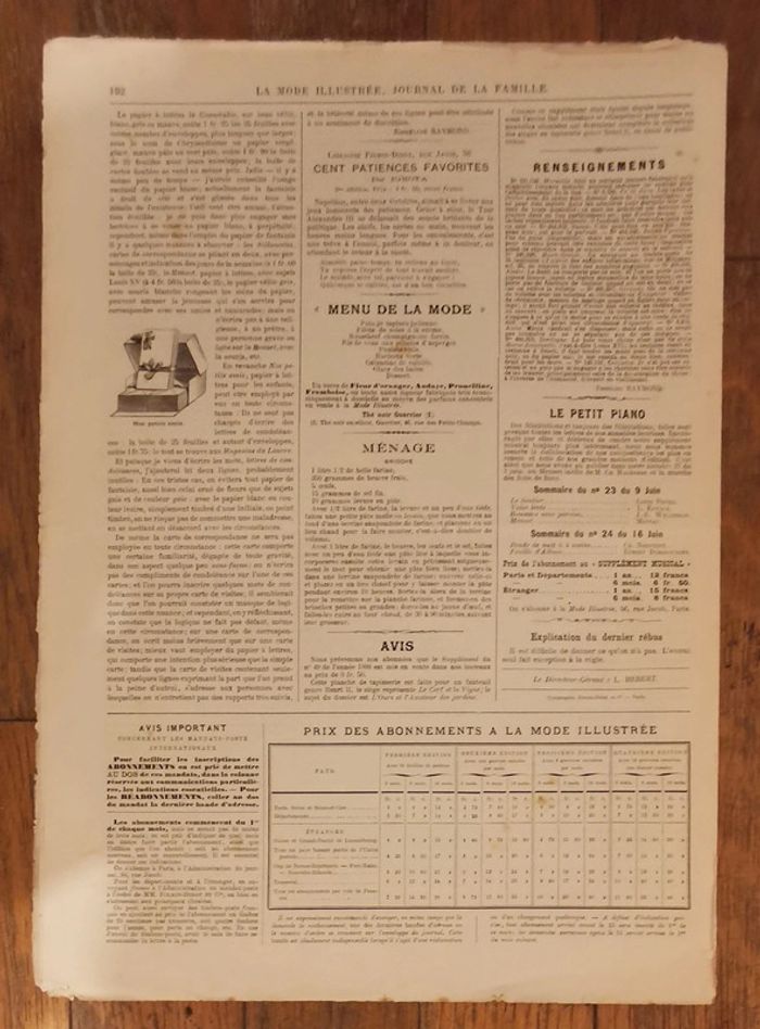 Journal la mode illustrée supplément 16 juin 1895 N°24 vintage - photo numéro 6