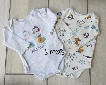 Lot de 2 bodies 6/9 mois.