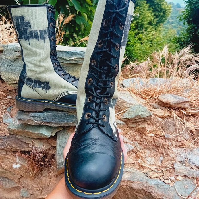 Dr. Martens cuir et toile beige modèle rare 42 - photo numéro 6