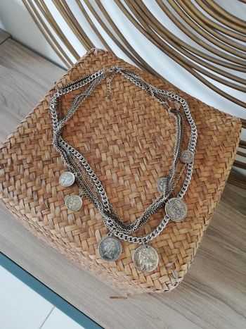 Collier multirangs doré et argenté