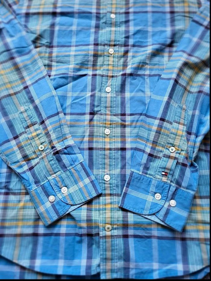 Chemise Tommy Hilfiger à Carreaux - Bleu & Jaune - Manches Longues - Taille M - New York Fit - photo numéro 3