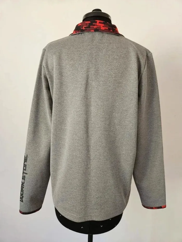 Sweat polaire Workstone femme gris chiné col zippé - Taille M/38 - Détails carreaux - photo numéro 2