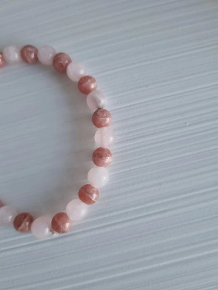 Bracelet en Rhodochrosite et Quartz Rose - photo numéro 2