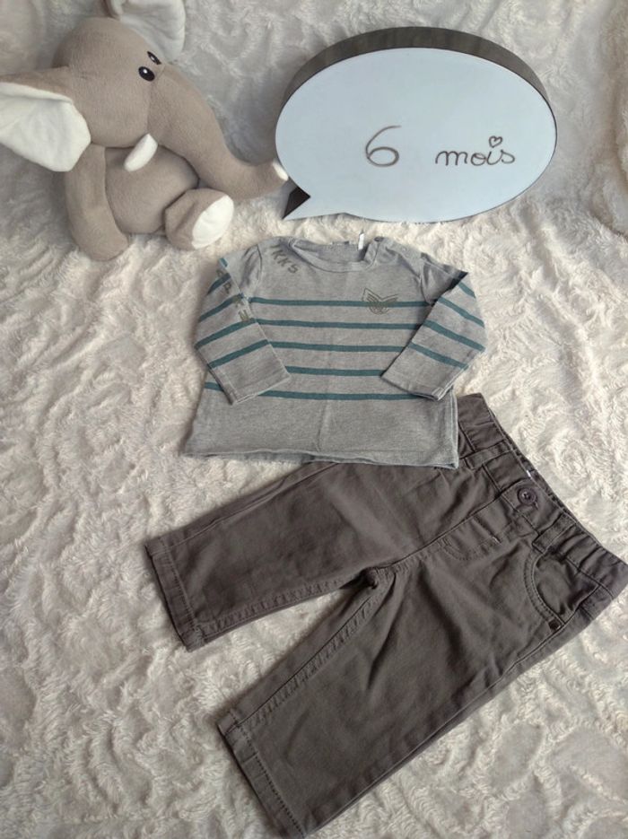 Ensemble (tee shirt manches longues ikks+pantalon Gémo) Garçon 6 mois Japon Tour Japan