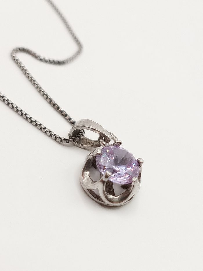 Collana argento 925 ametista o zircone lilla - photo numéro 6