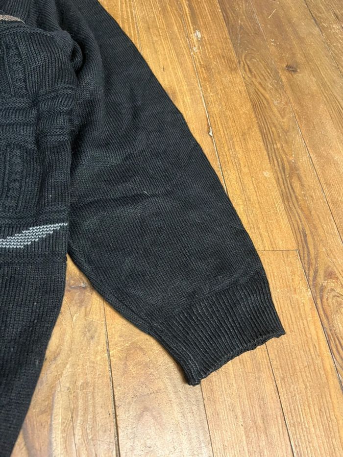 Pull vintage maille motifs rayures noir XXL - photo numéro 5