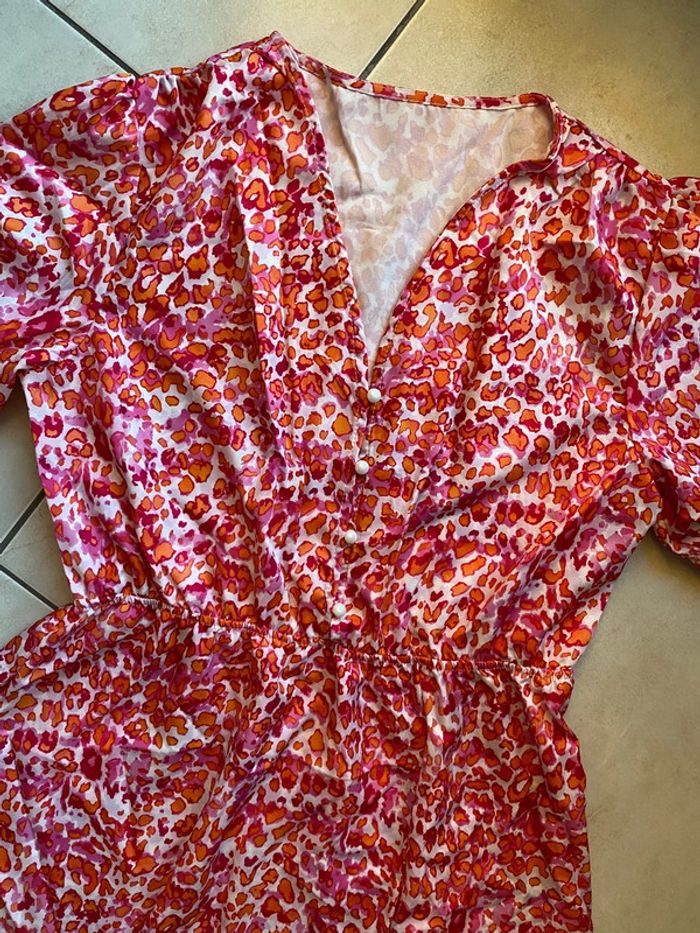 Robe femme longue léopard leo rouge orange blanc - photo numéro 5