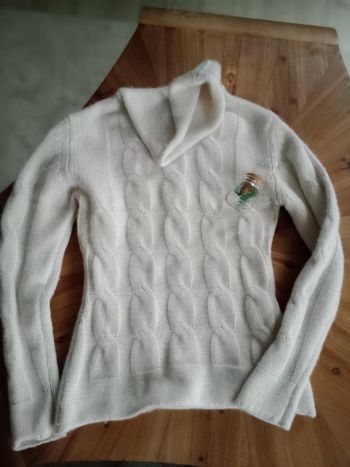 Pull col roulé 100 % cachemire 12 fils blanc mahogany 