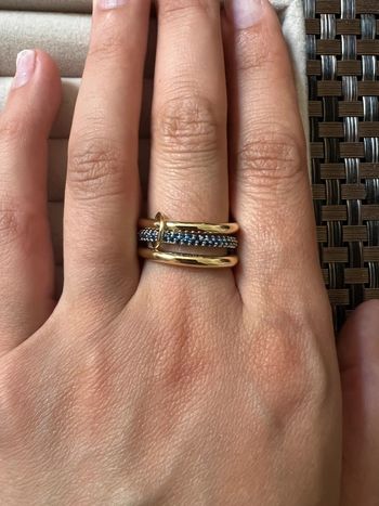 Bague style Spinelli bleu acier inoxydable