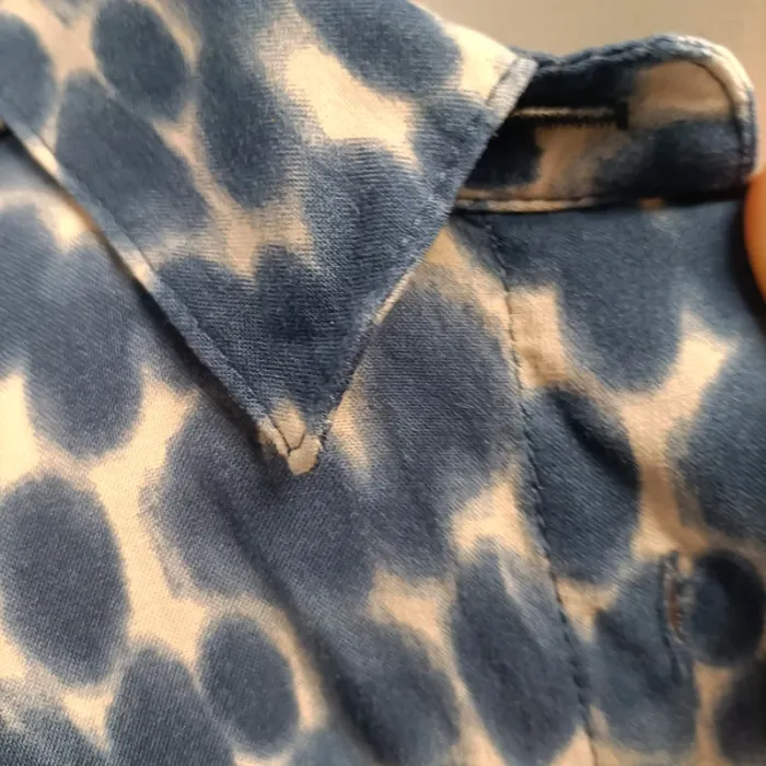 Robe Tie and Dy - S tex - bleu et blanche - robe boutonnée chemise - ceintrée à la taille A291 - photo numéro 8