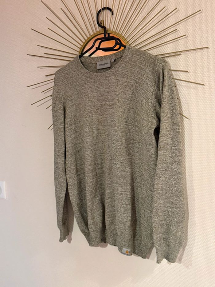 Pull fin carhartt vert blanc chiné - photo numéro 5