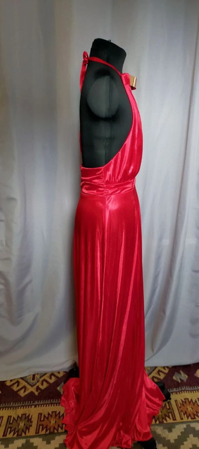 Robe longue rouge satinée – Nazz Couture – Taille 10 (38) - photo numéro 7