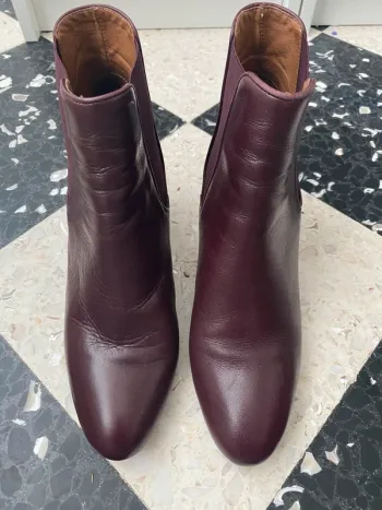 Bottines Minelli bordeaux cuir – T41 – talon moyen